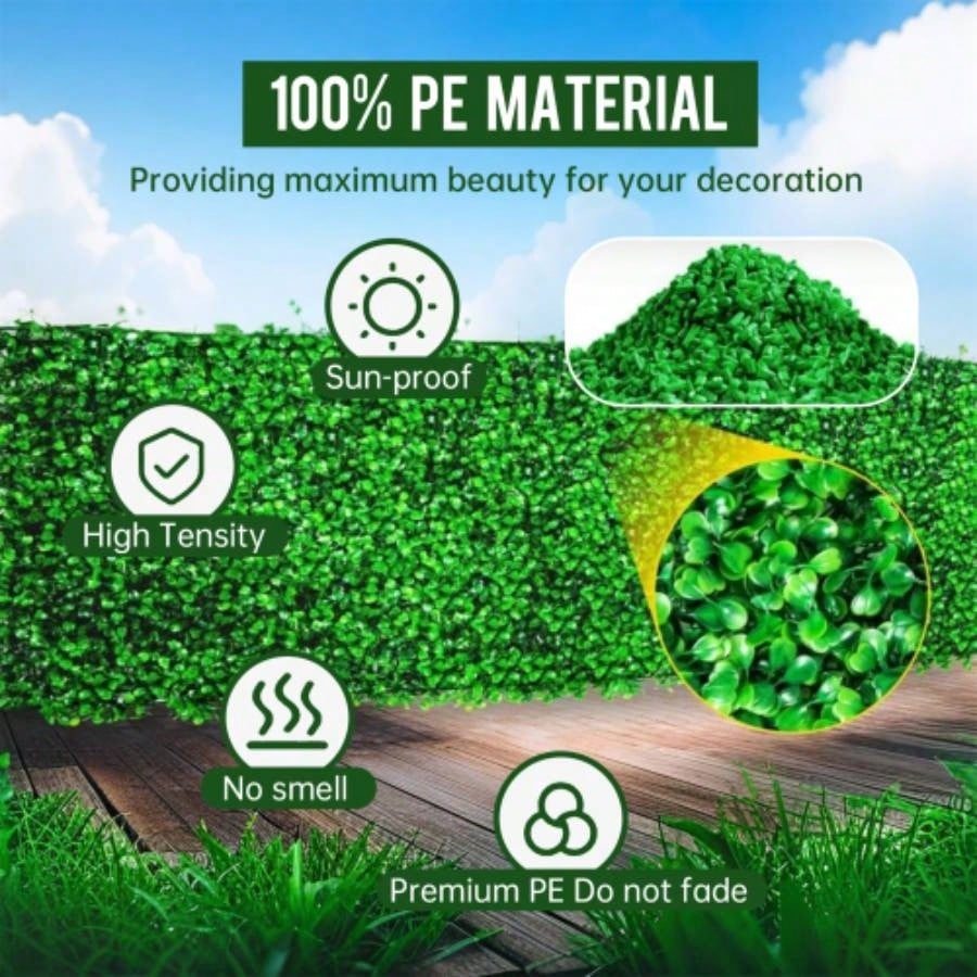 24Pcs 24in*16in Artificial Boxwood Topiary Hedge Plant Grass Backdrop Fence Privacy Screen Grass Wall Decoration Balcony Garden Fence