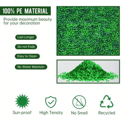 24Pcs 24in*16in Artificial Boxwood Topiary Hedge Plant Grass Backdrop Fence Privacy Screen Grass Wall Decoration Balcony Garden Fence