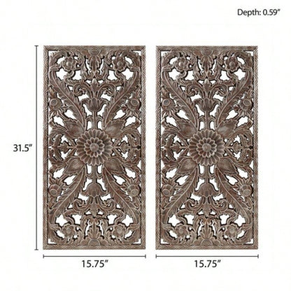 Distressed Carved Wood 2 - piece Wall Decor Set