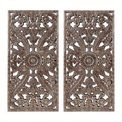 Distressed Carved Wood 2 - piece Wall Decor Set