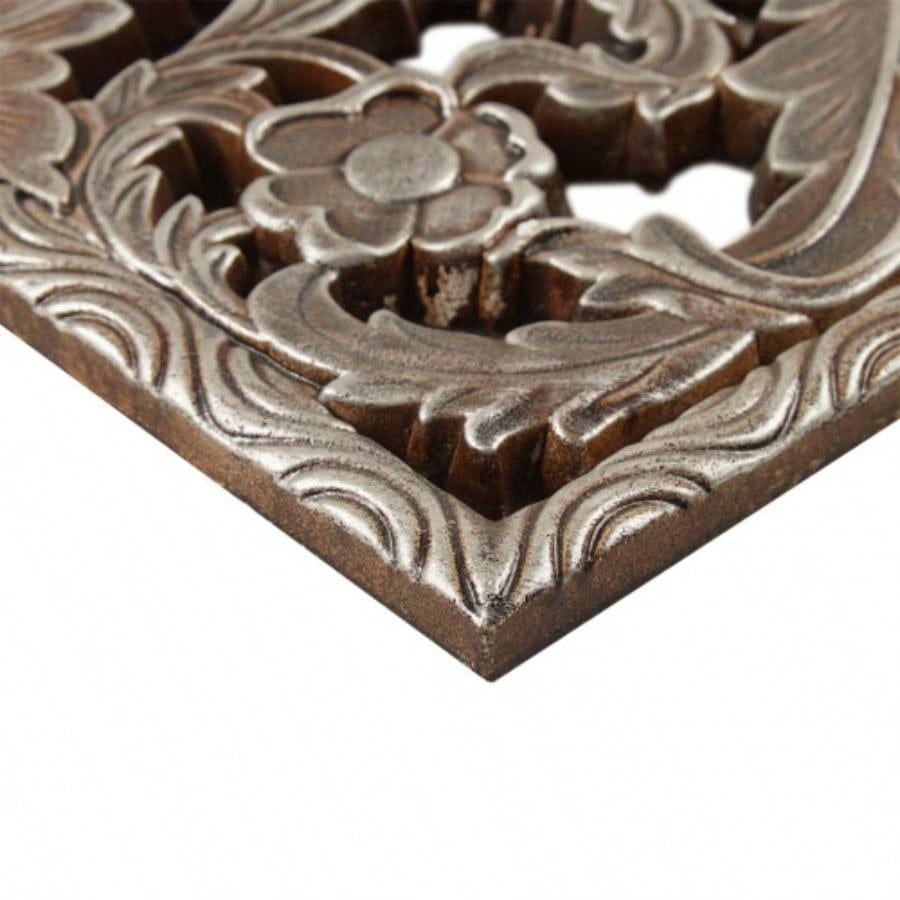 Distressed Carved Wood 2 - piece Wall Decor Set