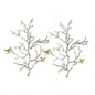17x5.5x22 Metal Branch Wall Sculptures with Bird Accents, Set of 2