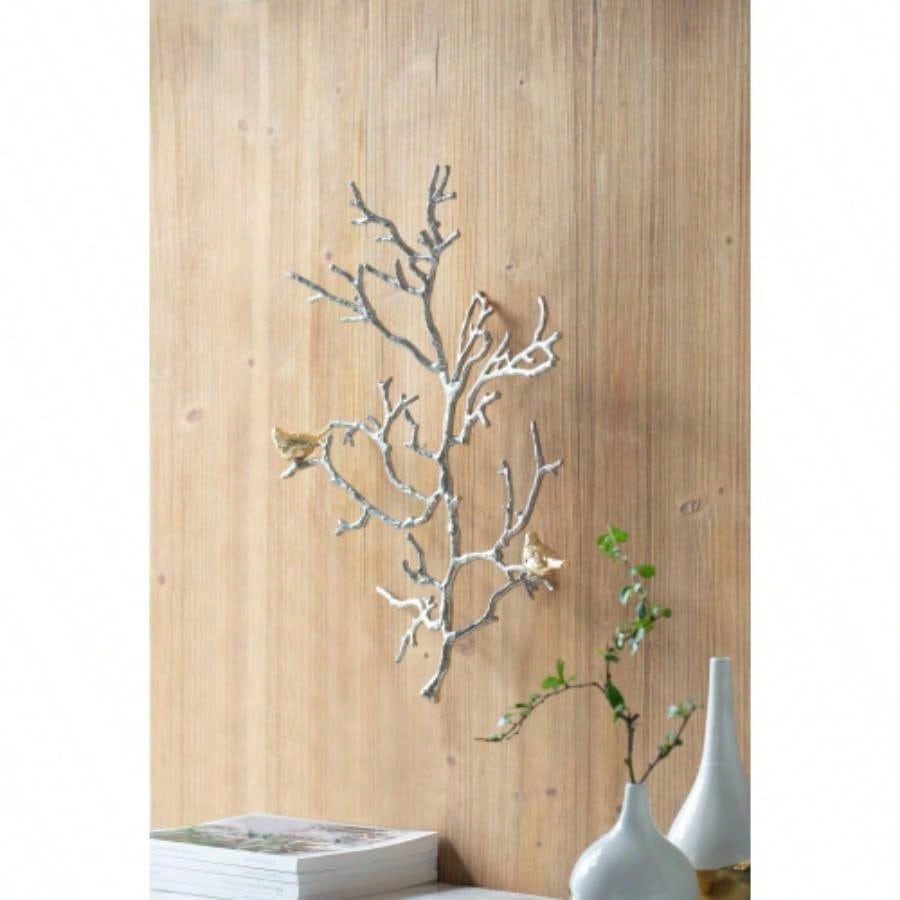 17x5.5x22 Metal Branch Wall Sculptures with Bird Accents, Set of 2