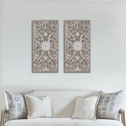 Distressed Carved Wood 2 - piece Wall Decor Set