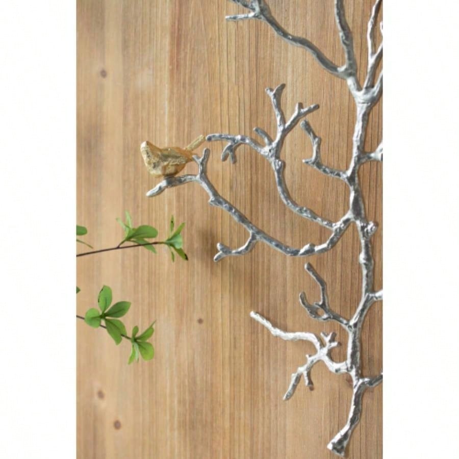 17x5.5x22 Metal Branch Wall Sculptures with Bird Accents, Set of 2
