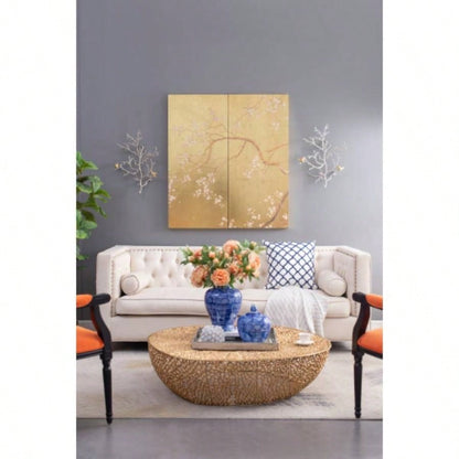 17x5.5x22 Metal Branch Wall Sculptures with Bird Accents, Set of 2