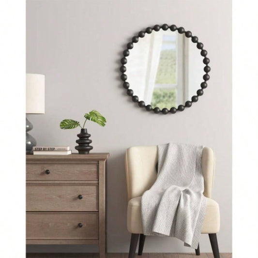 Beaded Round Wall Mirror 27D