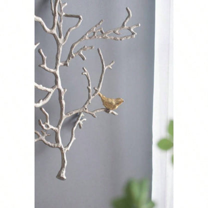17x5.5x22 Metal Branch Wall Sculptures with Bird Accents, Set of 2
