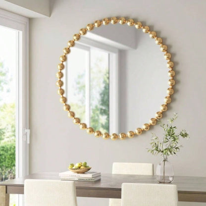 Beaded Round Wall Mirror 27D