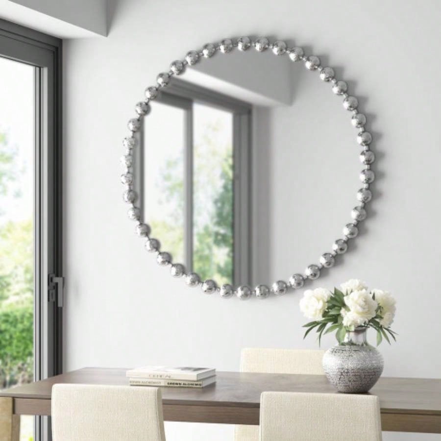Beaded Round Wall Mirror 27D