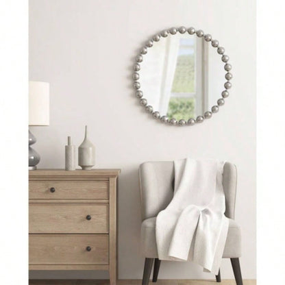 Beaded Round Wall Mirror 27D