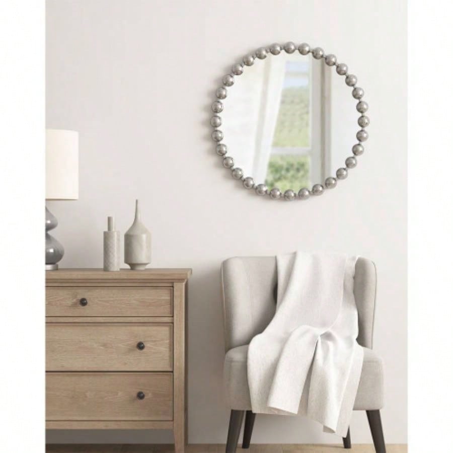 Beaded Round Wall Mirror 27D