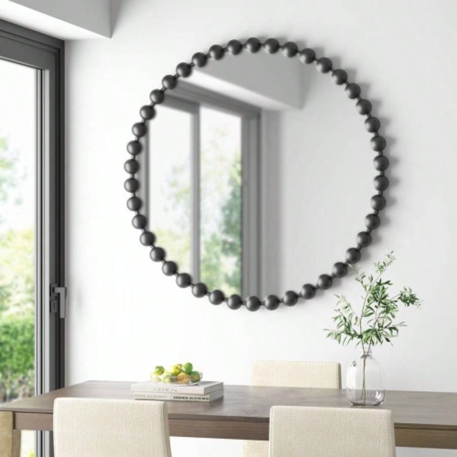 Beaded Round Wall Mirror 27D