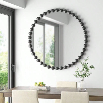 Beaded Round Wall Mirror 27D