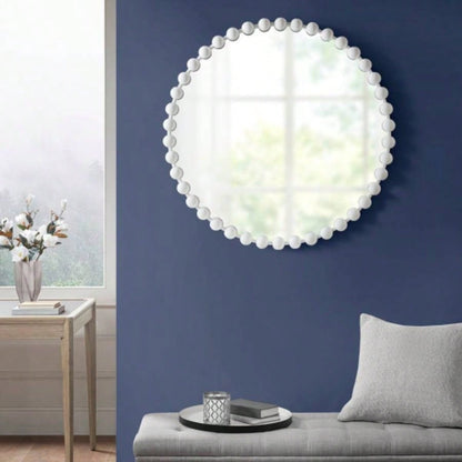 Beaded Round Wall Mirror 27D