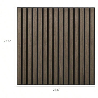 HOMCOM 4 Pack 3D Faux Wood Wall Panels, 24x 24 Sound Absorbing Acoustic Panels, Wood Slat Wall Panels Interior Wall Decor, Ceiling, Walnut