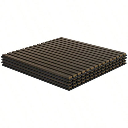 HOMCOM 4 Pack 3D Faux Wood Wall Panels, 24x 24 Sound Absorbing Acoustic Panels, Wood Slat Wall Panels Interior Wall Decor, Ceiling, Walnut