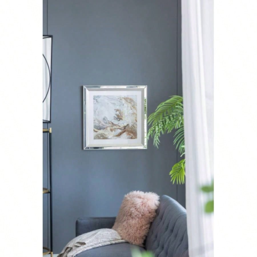 19.7x19. Ares Mirror Framed Wall Art on Mellow Golden Tint Background