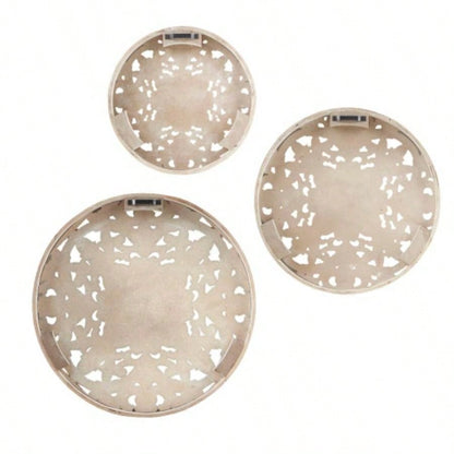 Distressed White Floral 3 - piece Carved Wood Wall Decor Set
