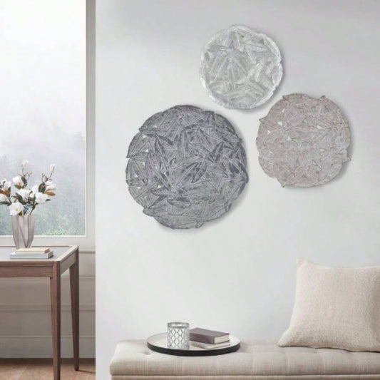 Textured 3 - piece Metal Disc Wall Decor Set