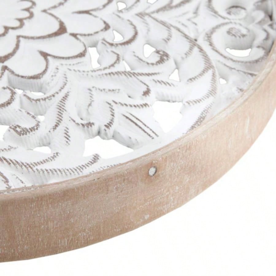 Distressed White Floral 3 - piece Carved Wood Wall Decor Set