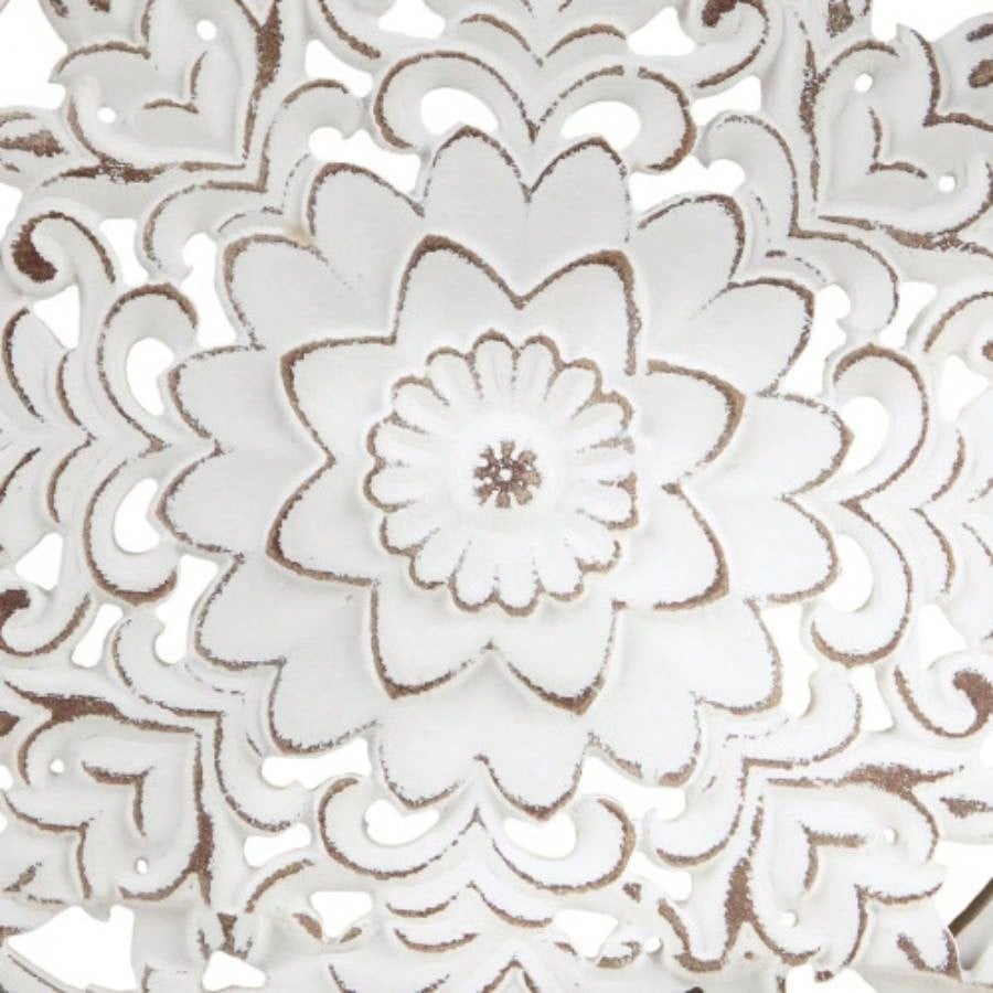 Distressed White Floral 3 - piece Carved Wood Wall Decor Set