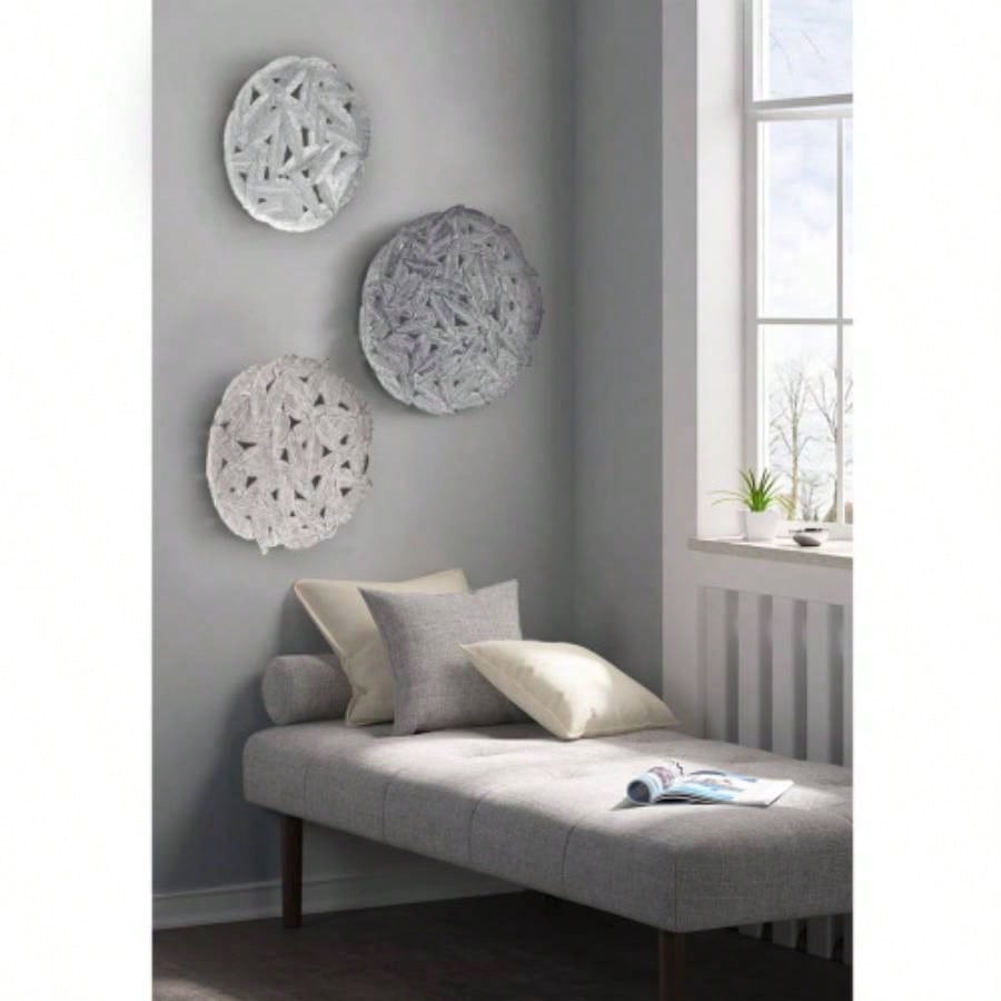 Textured 3 - piece Metal Disc Wall Decor Set