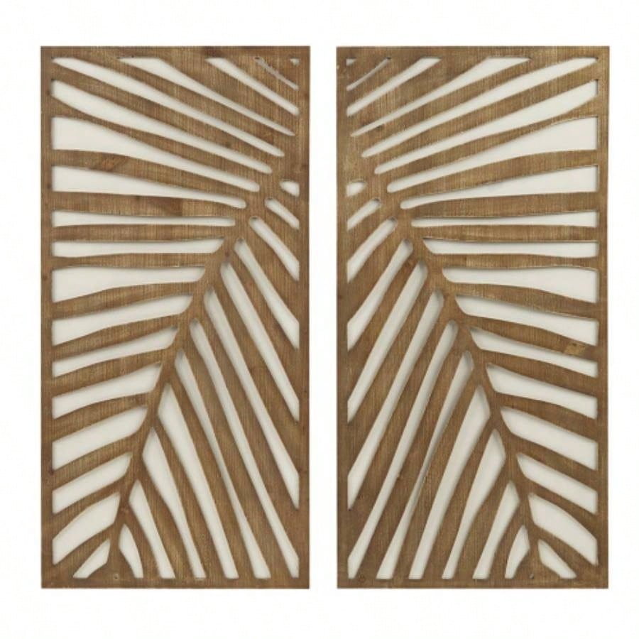 Two - tone 2 - piece Wood Panel Wall Decor Set