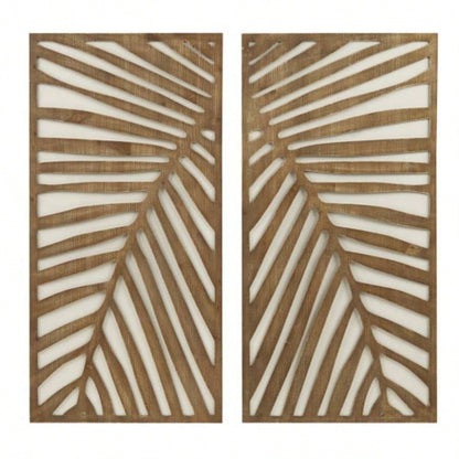 Two - tone 2 - piece Wood Panel Wall Decor Set
