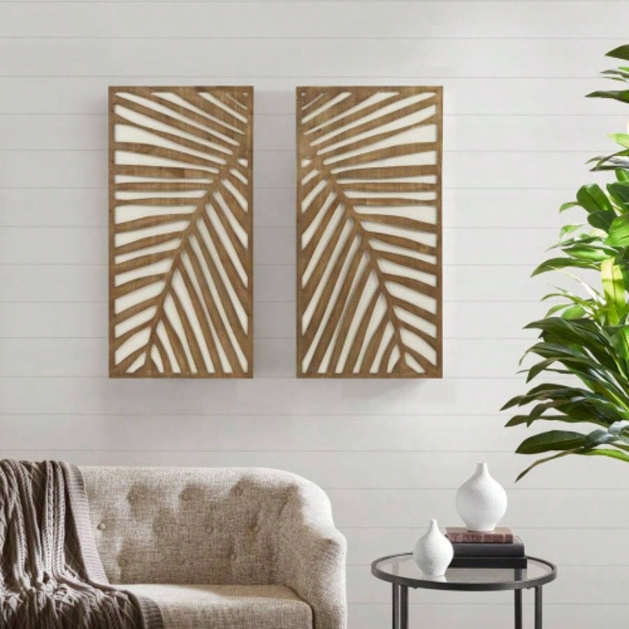 Two - tone 2 - piece Wood Panel Wall Decor Set