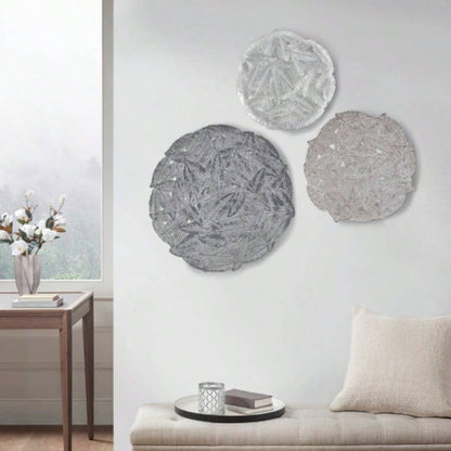Textured 3 - piece Metal Disc Wall Decor Set