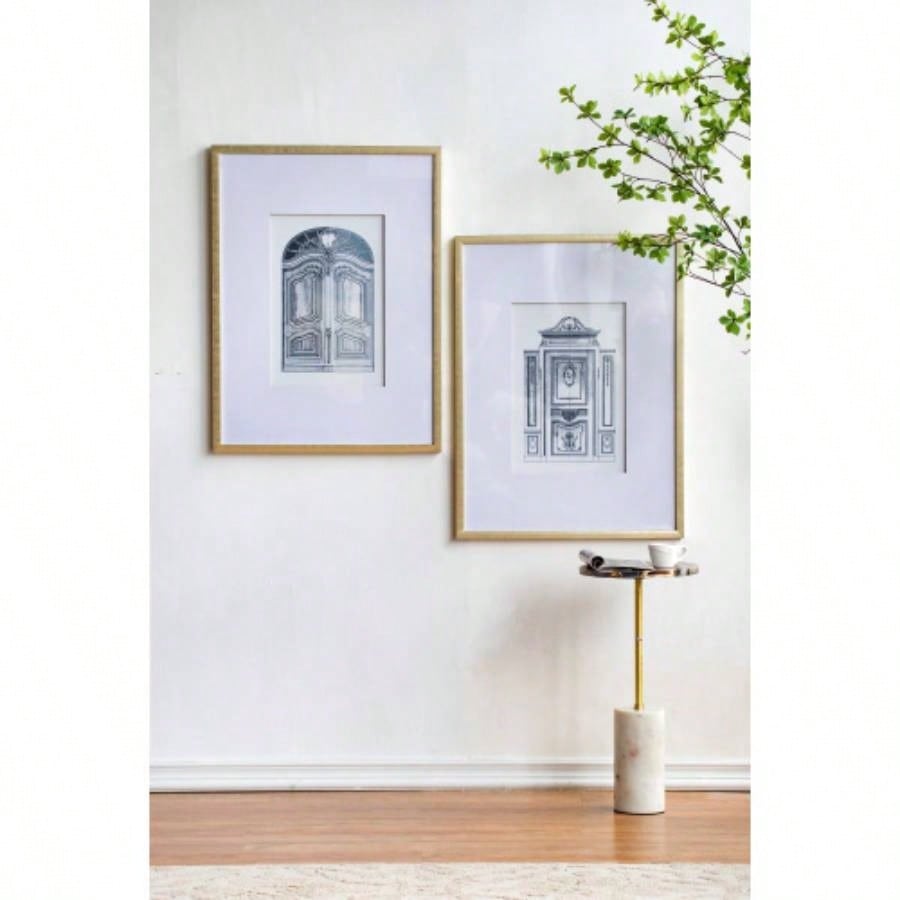 Set of 2 Pencil Architectual Wall Art, Wall Decor Accent, 24x 32