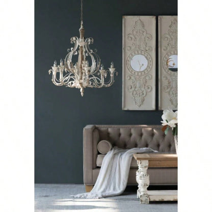 Set of 2 Large Wooden Wall Art Panels with Distressed White and Round Mirror Accents, 17x 48