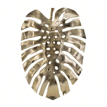 24.8x17.3x2 Gold Monstera Leaf Wall Dcor