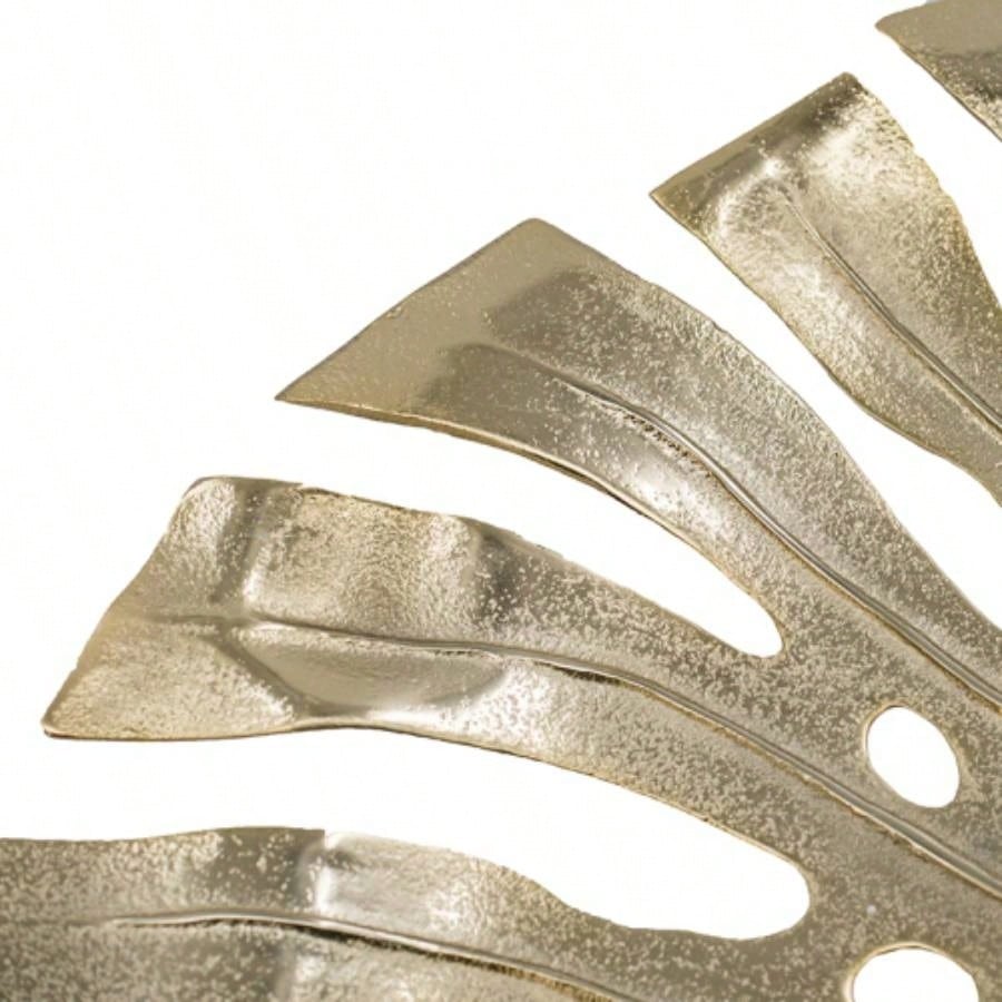 24.8x17.3x2 Gold Monstera Leaf Wall Dcor