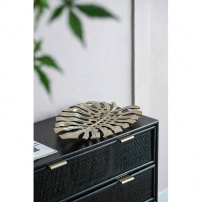 24.8x17.3x2 Gold Monstera Leaf Wall Dcor