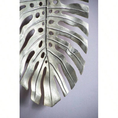 24.8x17.3x2 Gold Monstera Leaf Wall Dcor