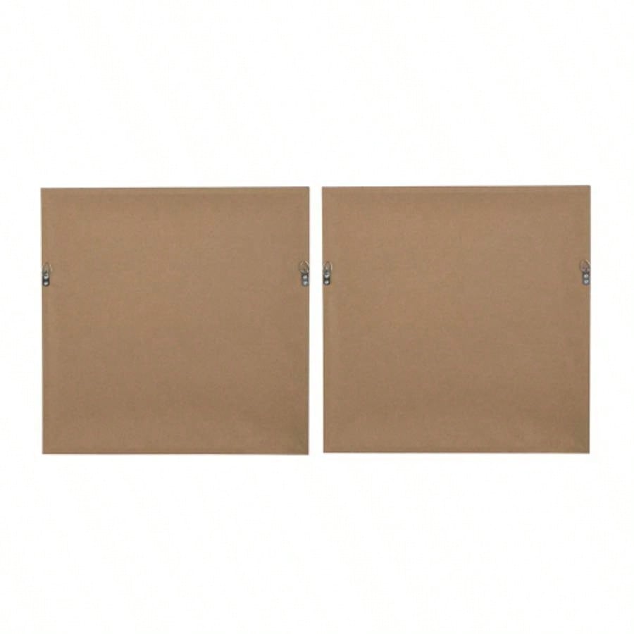 20.8x20.8x1.2 Framed Gold and Gray Wall Art with Glass Cover, Set of 2