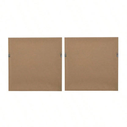 20.8x20.8x1.2 Framed Gold and Gray Wall Art with Glass Cover, Set of 2