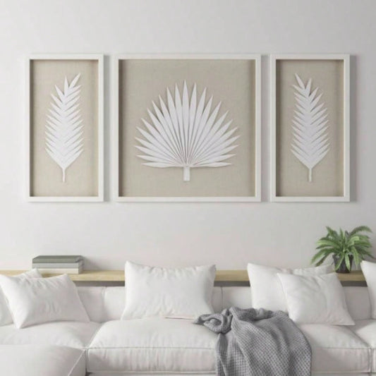 Framed Rice Paper Leaves 3 - piece Shadowbox Wall Decor Set