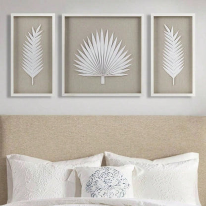 Framed Rice Paper Leaves 3 - piece Shadowbox Wall Decor Set