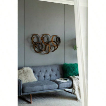 38.5x22x4.2 Seretha Gold Leaf Wall Dcor