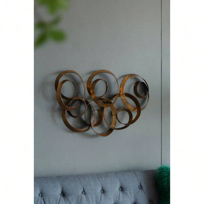 38.5x22x4.2 Seretha Gold Leaf Wall Dcor