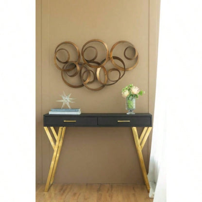 38.5x22x4.2 Seretha Gold Leaf Wall Dcor