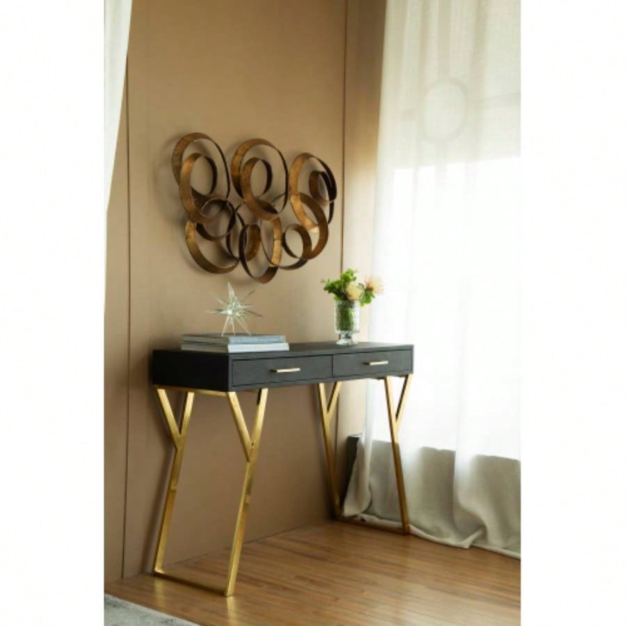 38.5x22x4.2 Seretha Gold Leaf Wall Dcor