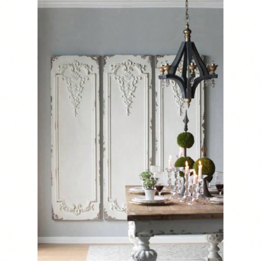 Set of 3 Large White Wall Art Panel, Rectangle Wall Sculpture, Wall Dcor Living Room Dining Room Office Bedroom, 21x 71