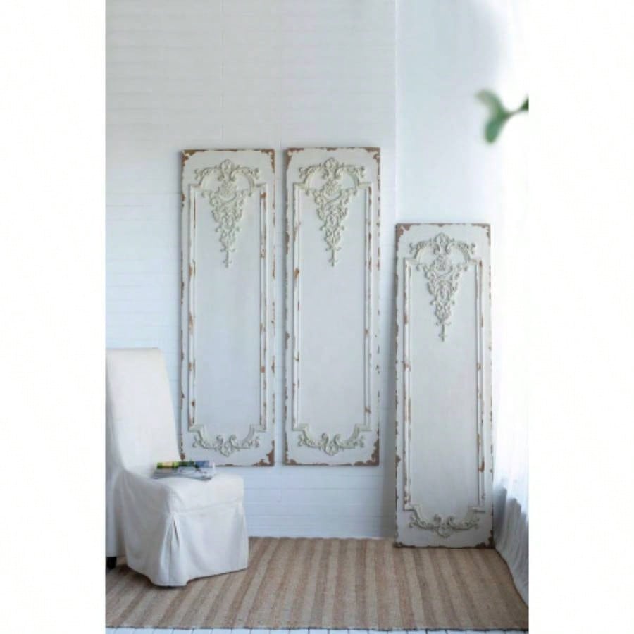 Set of 3 Large White Wall Art Panel, Rectangle Wall Sculpture, Wall Dcor Living Room Dining Room Office Bedroom, 21x 71