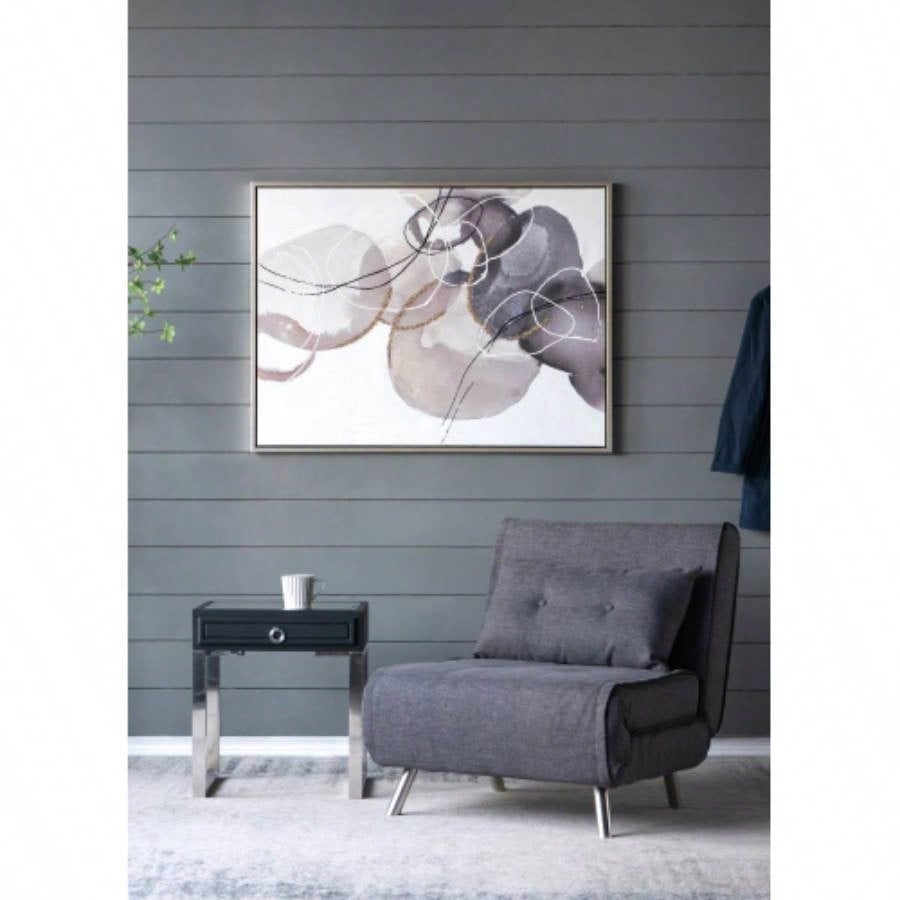 47x 35.5 Large Modern Oil Painting, Hand Painted Abstract Gray Brown Watercolor Texture