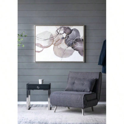 47x 35.5 Large Modern Oil Painting, Hand Painted Abstract Gray Brown Watercolor Texture