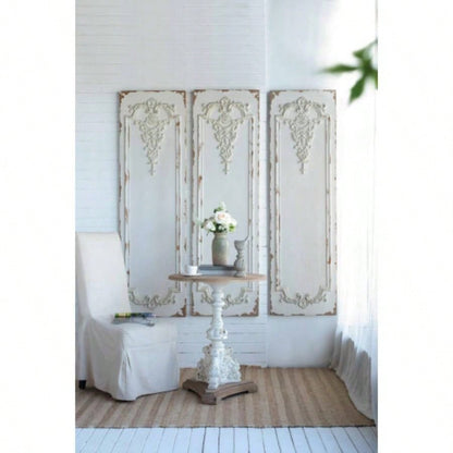 Set of 3 Large White Wall Art Panel, Rectangle Wall Sculpture, Wall Dcor Living Room Dining Room Office Bedroom, 21x 71